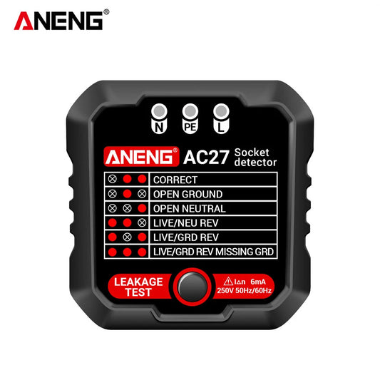 ANENG AC27 Smart Socket Tester - EU/US Plug Polarity & Phase Voltage Detector Circuit Breaker Finder