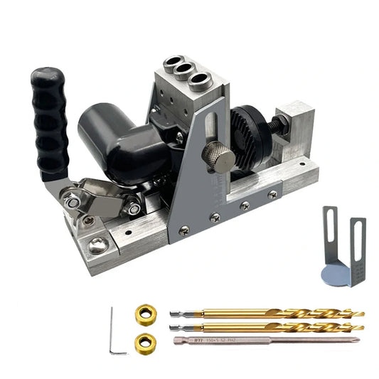 3/8 Inch Oblique Hole Locator Kit with Dust Hose and Drill Bits, Pocket Hole Jig, Woodworking Drill Guide Set, DIY Tools