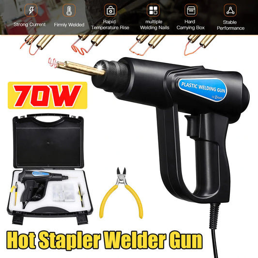70W Plastic Welding Kit - Hot Stapler Repair Tool for Car Bumpers with 4 Wave Staples and Plier