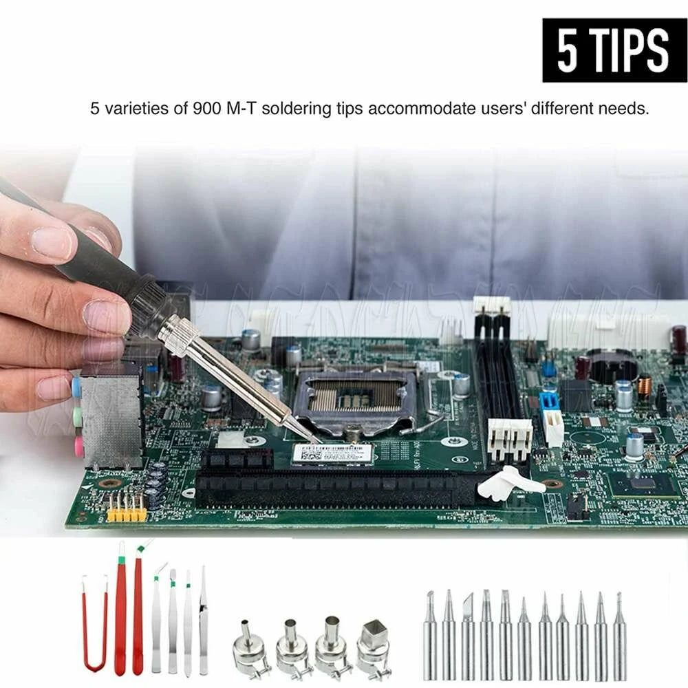 Dual LCD 2-in-1 Hot Air & Soldering Station - Precision Temperature Control & ESD Safe with Auto Cooling