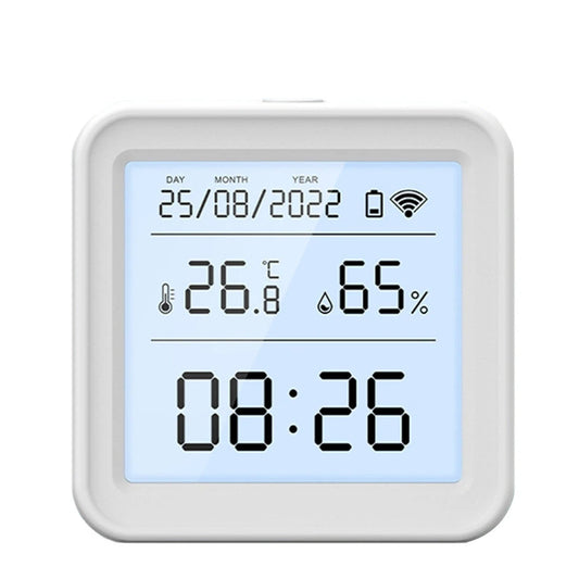 Tuya TH08 Zigbee Wi-Fi Temperature & Humidity Sensor Hygrometer, Alexa/Google Compatible, Backlit Display, Low Battery Alert, Remote Monitoring, 24H Time Display