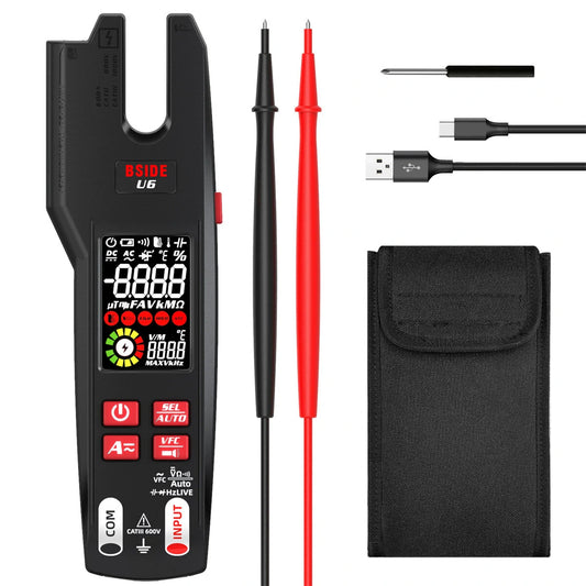 BSIDE U6 Digital Clamp Multimeter: AC/DC Voltage Current Tester with Infrared Temperature & Safety Features