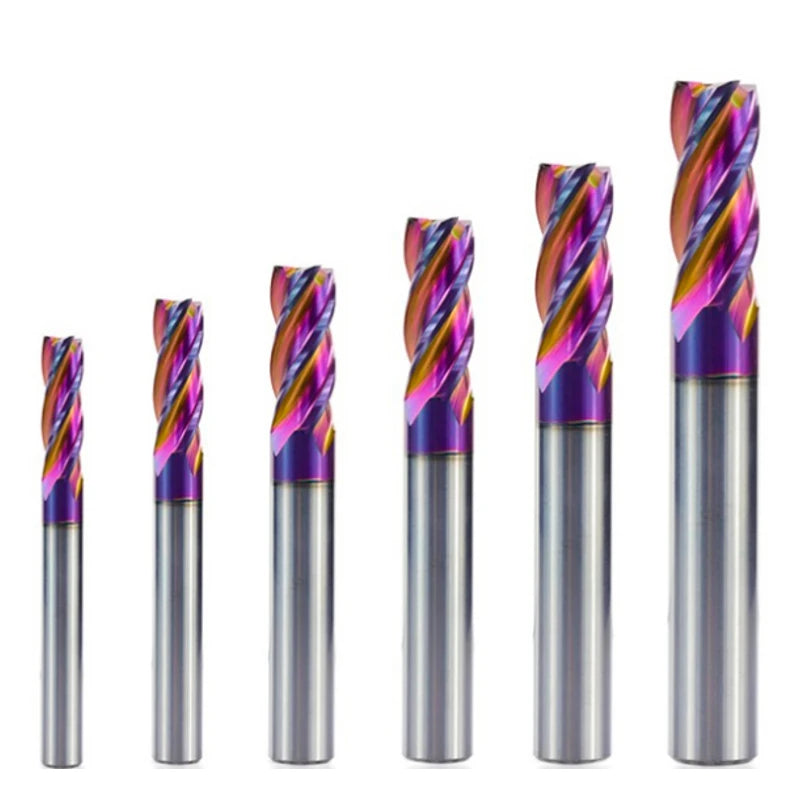 Drillpro Tungsten Carbide End Mill HRC60 - 4 Flute Spiral CNC Router Bit (5-12mm)