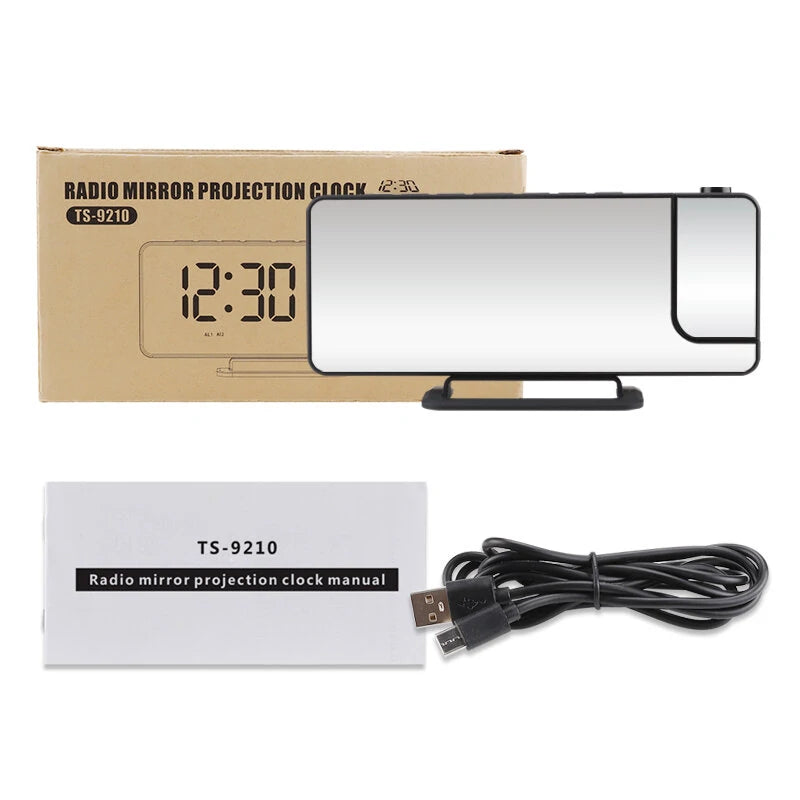 Radio Projection Alarm Clock with LED Display | Temperature & Humidity Monitor | TS-9210-TFM-HW-R