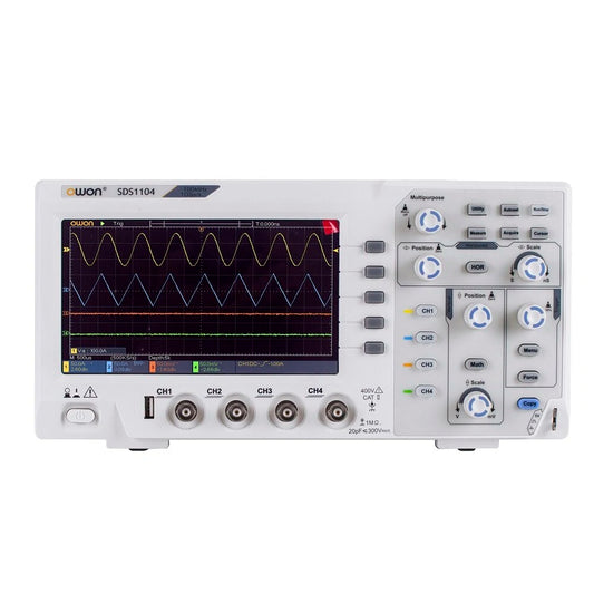 OWON SDS1104 100MHz 4-Channel Oscilloscope, 1GS/s, 7 LCD for Circuit Debugging & Testing
