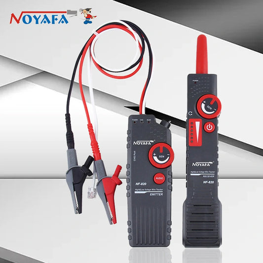 NOYAFA NF-820 Underground Cable Locator with Alligator Clips, Anti-Interference, High & Low Voltage Wire Tracker