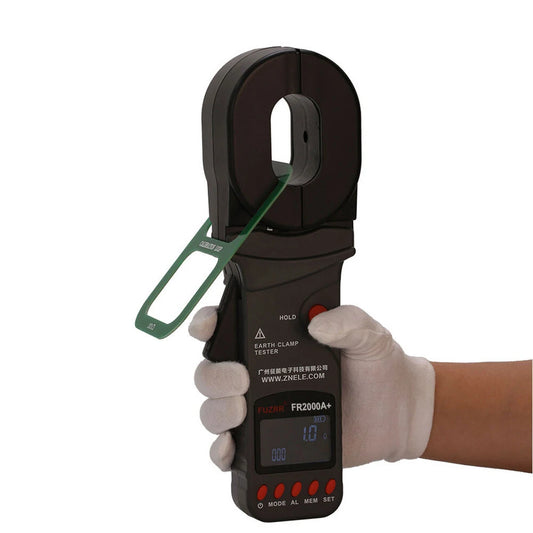 FR2000A+ Clamp Ground Resistance Tester, 0.01Ω-200Ω Range, Loop Resistance Tester with 300 Data Storage Sets