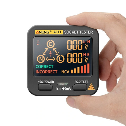 ANENG AC11 Multi-Function Socket Tester with LED Screen, Phase Polarity & Voltage Meter 0.1V-250V, Wire Identification