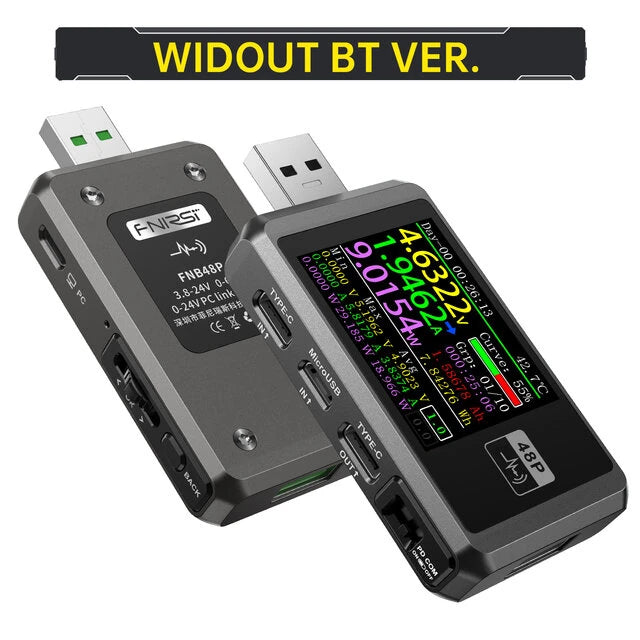 FNIRSI-FNB48P USB Type-C Fast Charge Tester with CNC Metal Shell, Ammeter Voltmeter, Ripple & Capacity Measurement