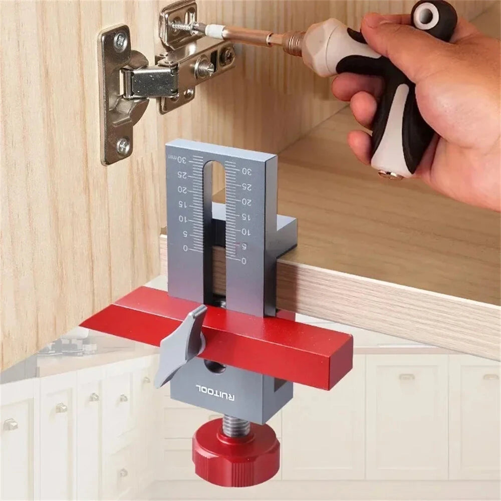 RUITOOL Aluminum Cabinet Door Mounting Jig - Adjustable Hardware Positioner for Framed & Frameless Cabinets (0-40mm)