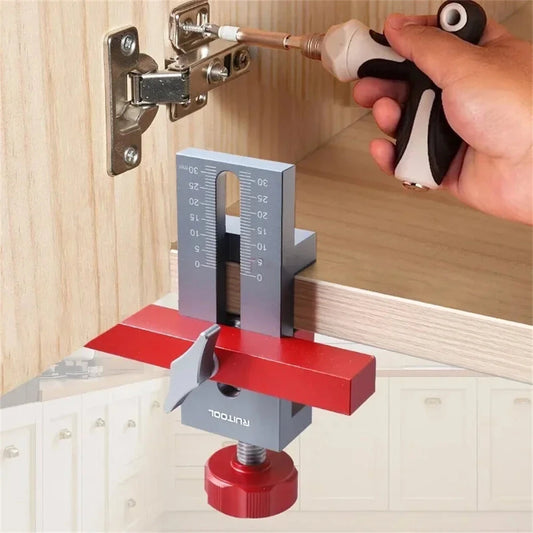 RUITOOL Aluminum Cabinet Door Mounting Jig - Adjustable Hardware Positioner for Framed & Frameless Cabinets (0-40mm)