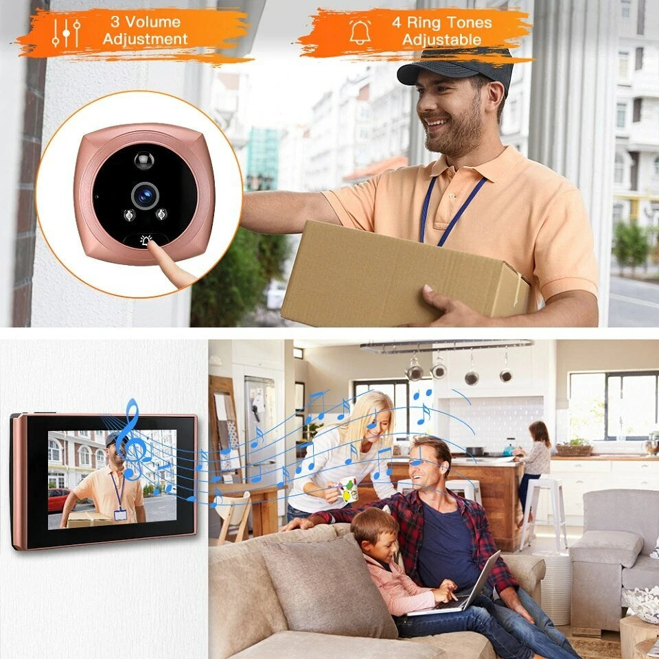 4.5-inch LCD Peephole Camera Doorbell with Wide Angle, Motion Detection, and Visitor Recording