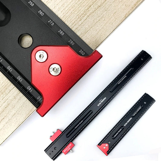 Aluminum Alloy Marking & Measuring Ruler: 300/600/900mm, Multi-Function Woodworking Scriber Square