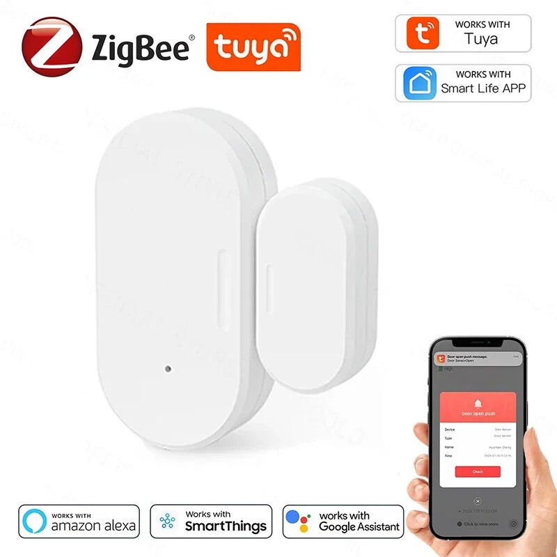Tuya Smart Zigbee Door/Window Sensor - Alarm & Security Detector, Works with Alexa & Google