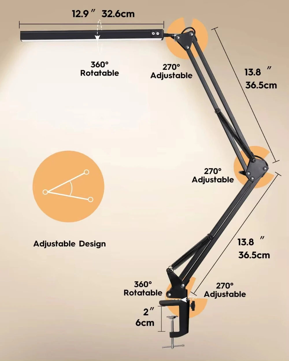 Adjustable 10W LED Desk Lamp with Clamp - Dimmable Brightness & 3 Color Modes for Eye-Care Home Office Lighting