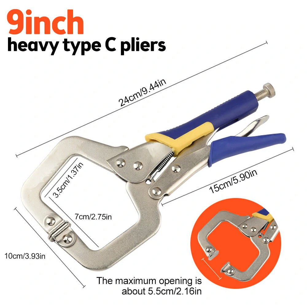 Heavy Duty Metal C Clamp Locking Pliers with Swivel Pads - 6 to 18 Inch for Woodworking, Carpentry, Cabinetry, Welding & Repair