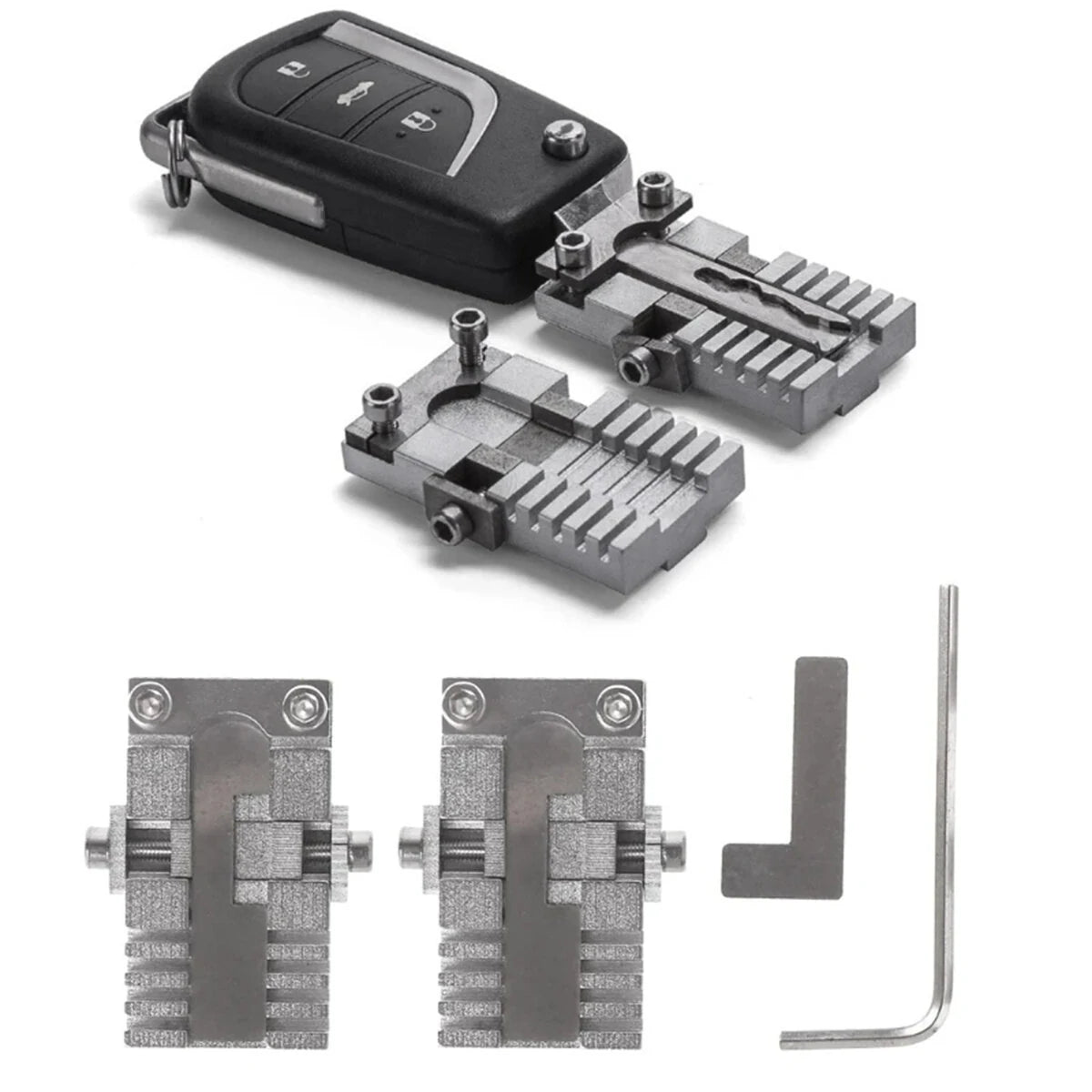 Durable Stainless Steel Universal Key Machine Clamp Set for Precise Key Cutting - Ideal for Car & Household Keys