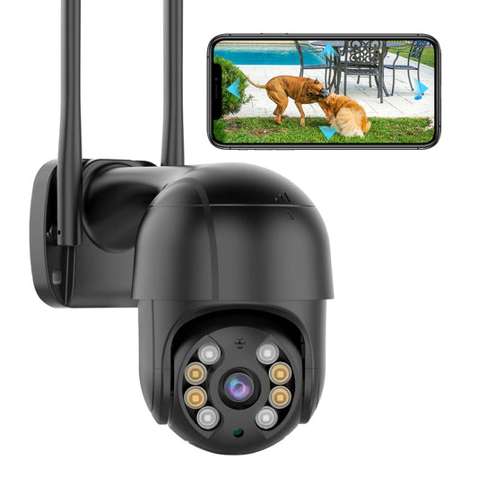 5MP Wireless PTZ WiFi Security Camera, Night Vision, Two-Way Audio, Remote Viewing, AI Alerts, Video Playback, Built-in Hotspot, IP66 Waterproof