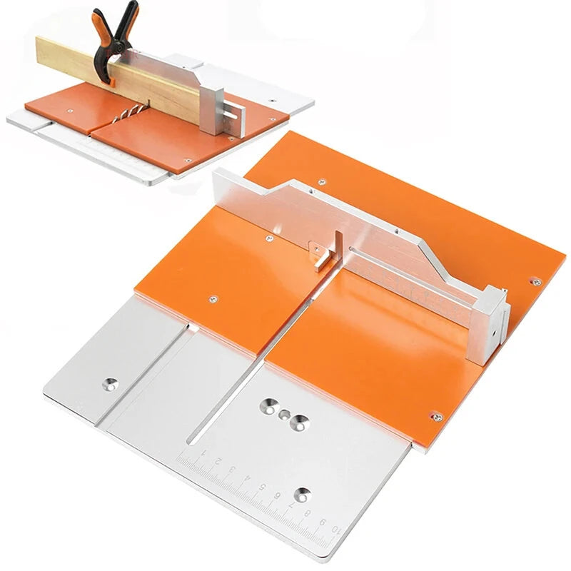 Aluminum T60 Mini Table Saw Insert: Precision Flip Cover Plate with Miter Gauge & Wrench for Woodworking