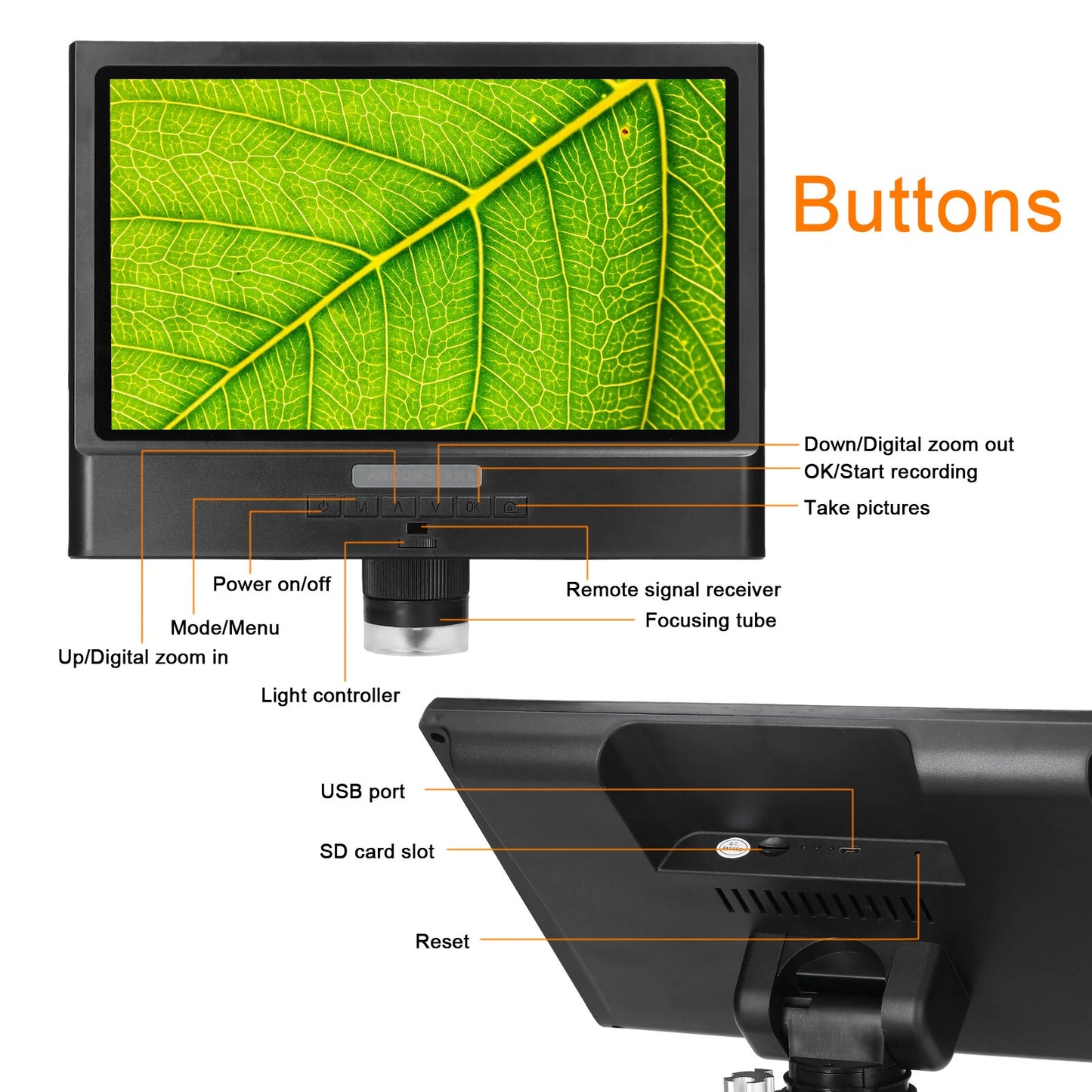 ANDONSTAR 10 1080P Digital Microscope with 4X Zoom & LED for Soldering