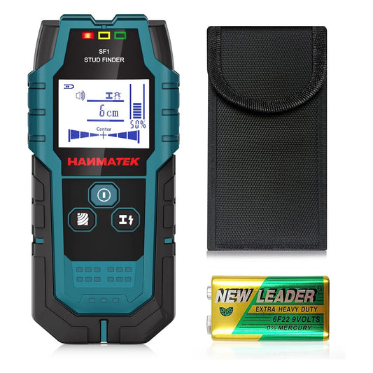 HANMATEK SF1 5-in-1 Professional Stud Finder Wall Scanner with HD LCD & Audio Alarm - Detects Metal, Wood, AC Wires
