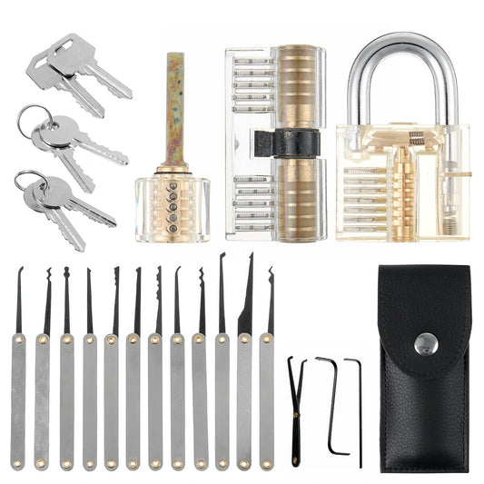 Locksmith Tool Set: 5/19/25 PCS Lock Pick, Key Extractor & Practice Padlock Kits