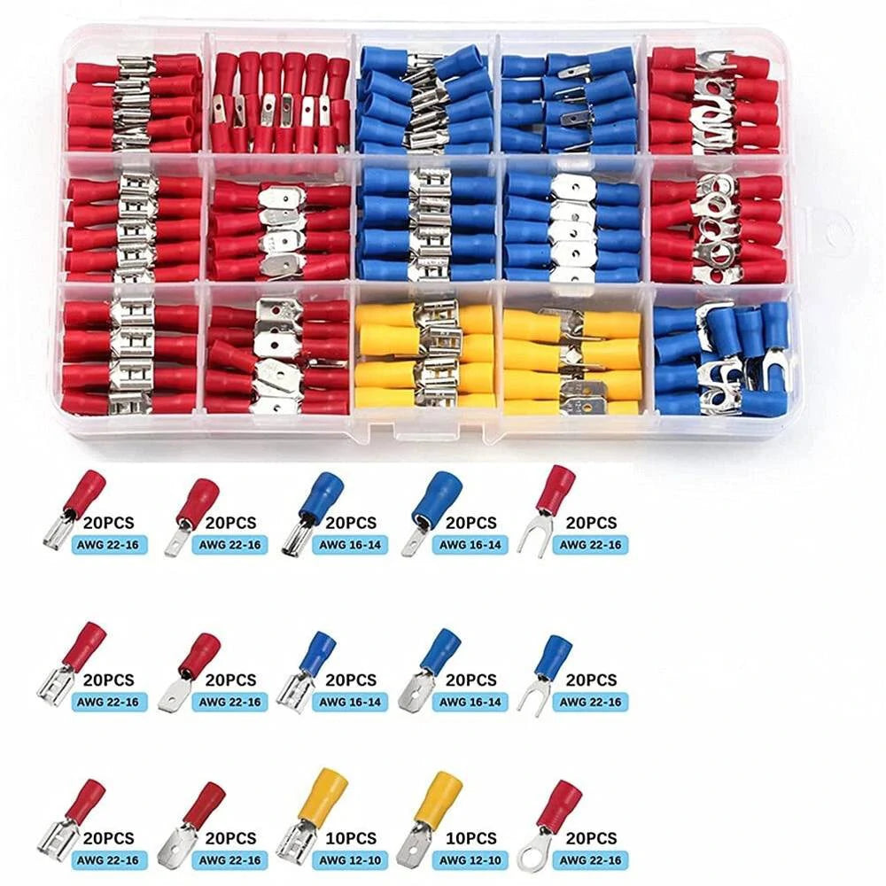 280Pcs Insulated Spade Terminals & Cable Connectors Set - Electrical Wire Crimp Kit