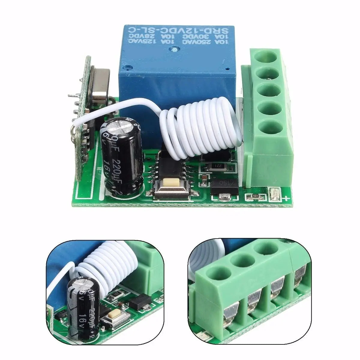 3-Pack DC12V 10A 433MHz Wireless Relay RF Remote Control Receiver Board