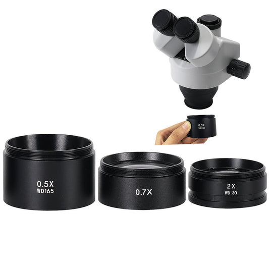 HAYEAR WD165 Auxiliary Lens Set: 0.5X 0.7X 2.0X for Trinocular/Binocular Stereo Zoom Microscopes