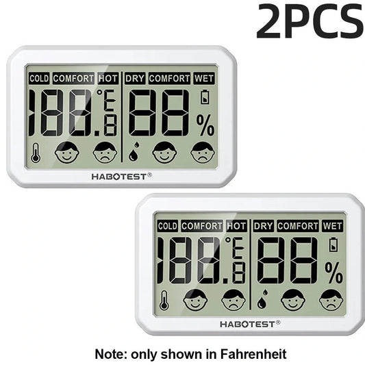HABOTEST HT681 Digital Thermometer Hygrometer Set - 2 Pack LCD Weather Station for Living Room Temperature & Humidity Monitoring