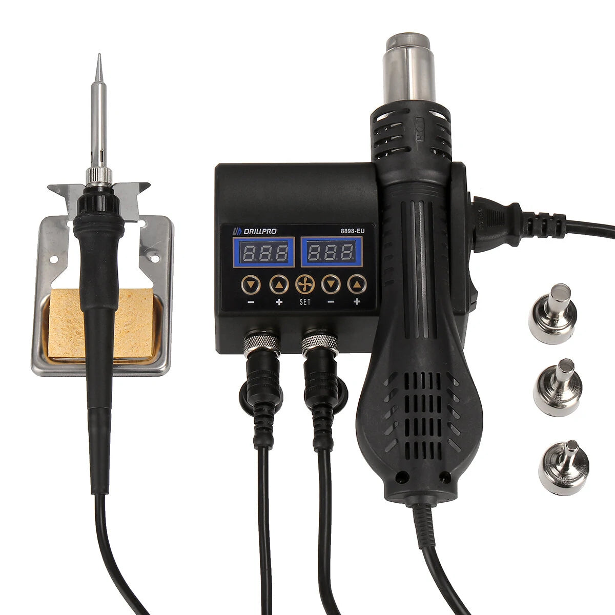 Drillpro 2-in-1 750W Soldering Station & Hot Air Gun with LCD for Cell-phone & PCB Repair