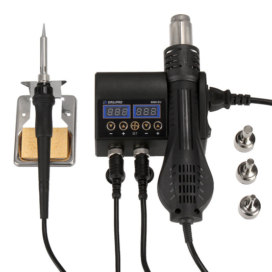 Drillpro 2-in-1 750W Soldering Station & Hot Air Gun with LCD for Cell-phone & PCB Repair