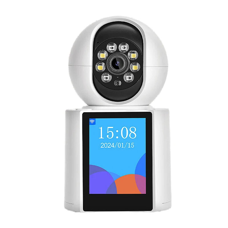 Guudgo 3MP Wireless PTZ IP Dome Camera with 2.8 IPS Screen, Night Vision, Humanoid Tracking, Alarm Push, Baby Monitor, iCSEE APP, Intercom, and Remote Control