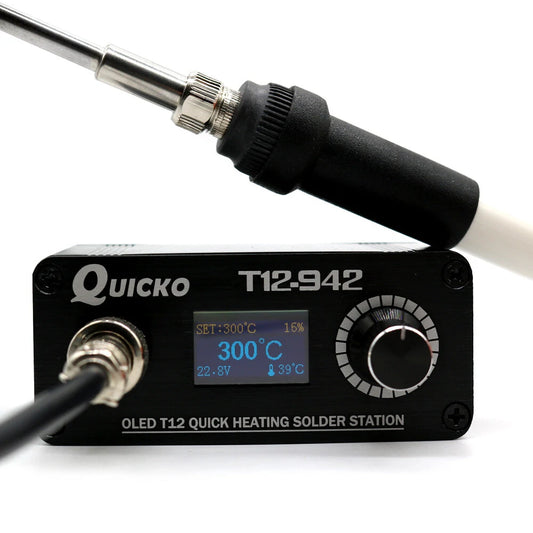 Quicko T12-942 Mini OLED Soldering Station with T12-907 Handle & T12-K Tips Welding Tool