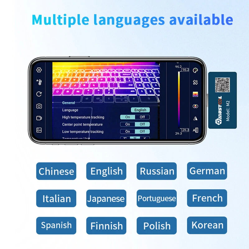 Mustool M2 Dual-Lens Thermal Camera 256x192 High-Resolution IR with Visual Camera for Android, 25Hz Refresh Rate, Compatible with Smartphones, Tablets, and PC