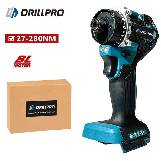 Drillpro Brushless Electric Screwdriver, 1000W, Dual Speed, Compatible with Mak 18V Batteries, Ideal for Steel & Woodworking