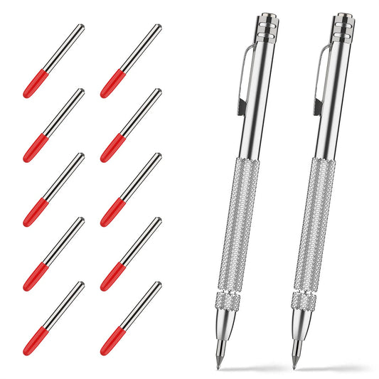 Tungsten Carbide Scriber Set, Magnetic Engraving Pens with 10 Replacement Tips for Glass, Ceramics, Metal