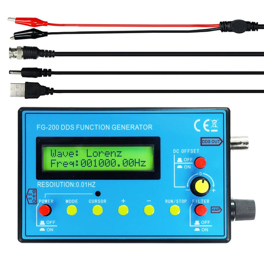 FG-200 DDS Function Signal Generator: 0.01Hz-500KHz Frequency Counter Signal Source Module with Sine, Square, Sawtooth Waveforms