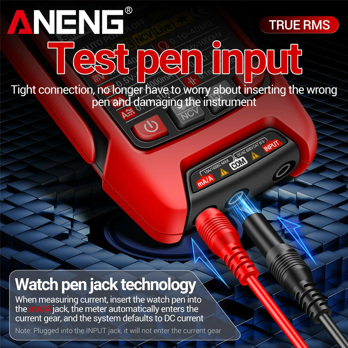 ANENG M117 High Precision True RMS Digital Multimeter with AC/DC Voltage, Current, and Resistance Measurement, Capacitor Reading, Data Hold, Auto Power Off, and Backlit Display