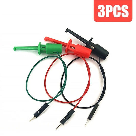 3PCS Hook Test Clip Probes with Male DuPont Line Cable 20cm for Precise Transistor and Electronics Testing & Repair