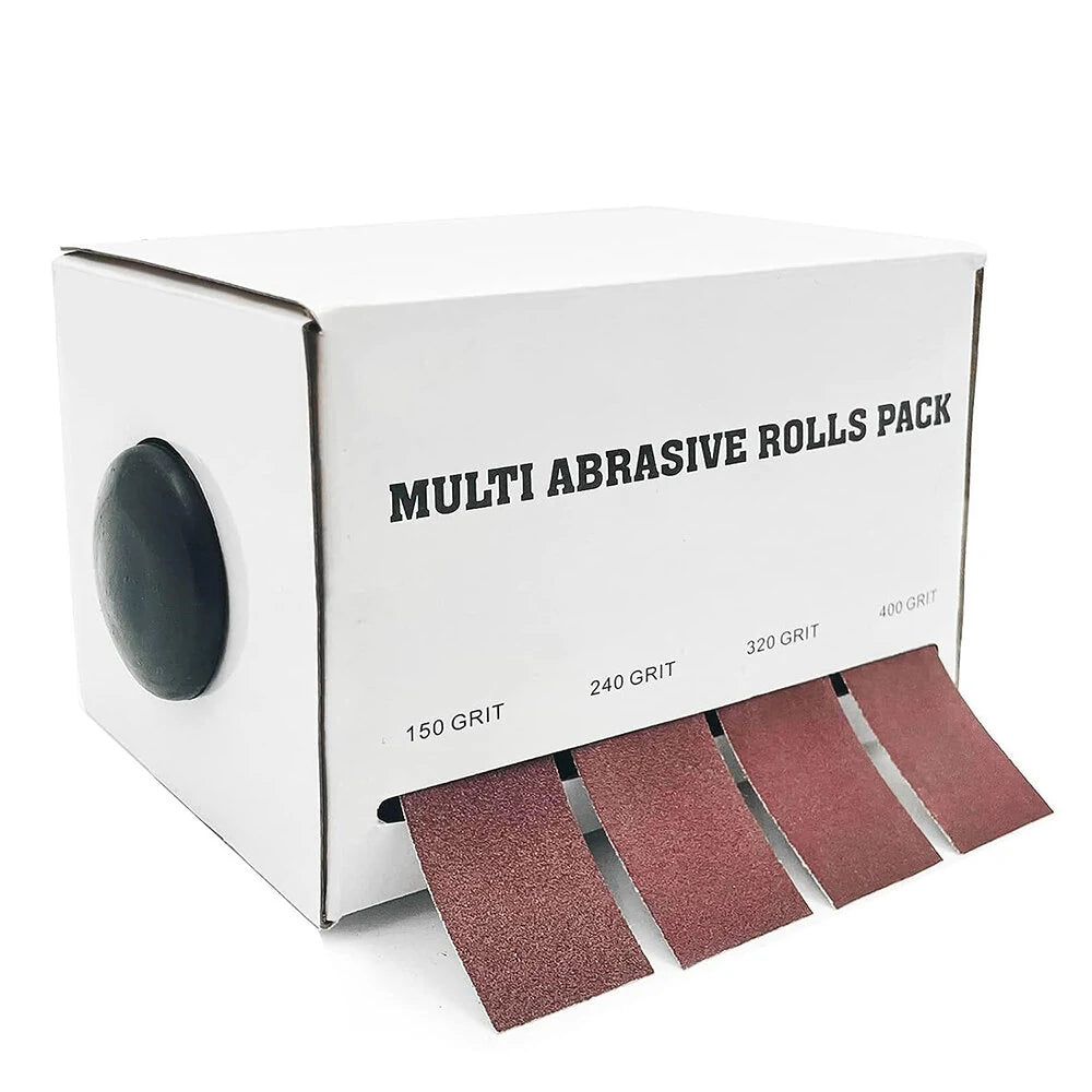 4-Piece Tearable Emery Cloth Sandpaper Roll Set with Dispenser