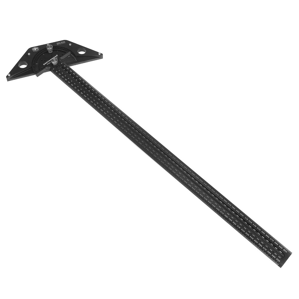 DOCTORWOOD 600mm Aluminum Alloy Woodworking Scriber Gauge with Angle Positioning T-Square and Positive Lock Marking Ruler