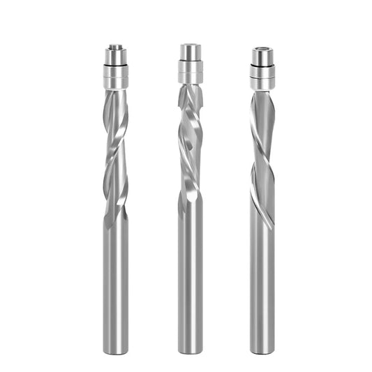 LAVIE Solid Carbide 6mm & 6.35mm Shank Flush Trim Router Bits, Bearing Guided, Two Flute Woodworking Milling Cutters Z06AT3A