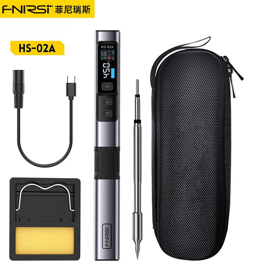 Smart Soldering Iron 100W FNIRSI HS-02 - Quick Charge PD/QC, 180-842°F, Adaptive Efficiency, 0.96 IPS HD Screen