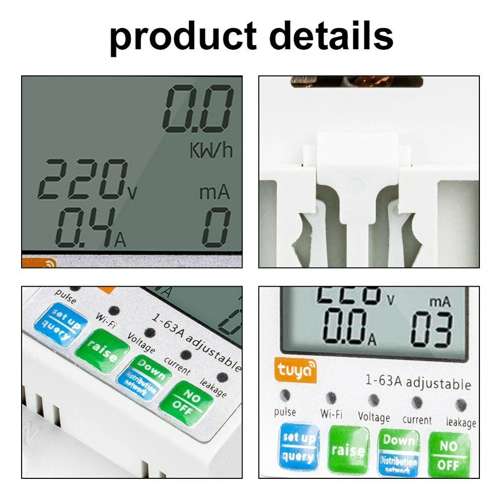 Smart WiFi Reclosing Protector with LCD Display & Mobile App Control - Voltage Monitoring & Power Meter