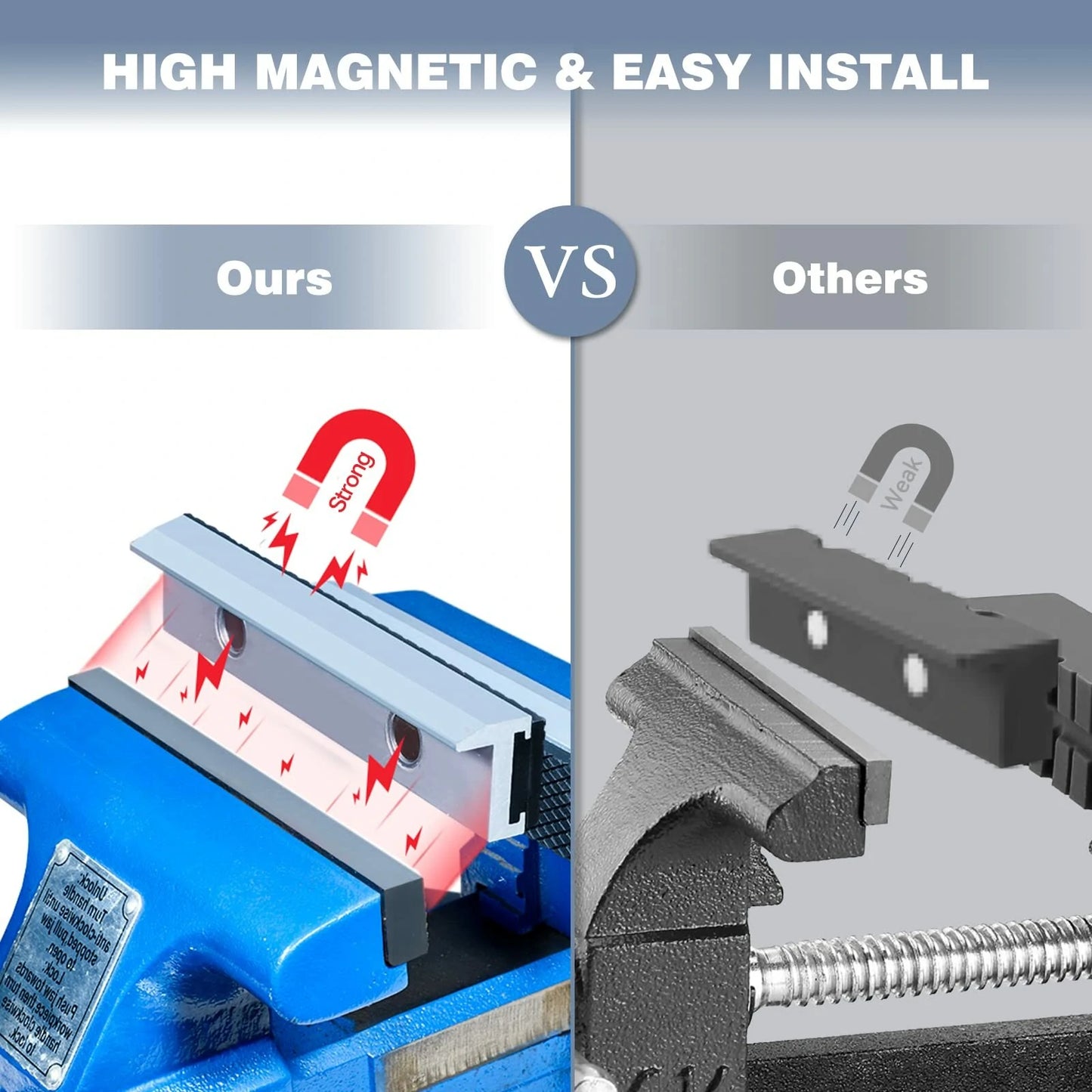 2-Pack Magnetic Vise Jaw Pads with Rare Earth Magnets - Universal Soft Covers for Metal Vice