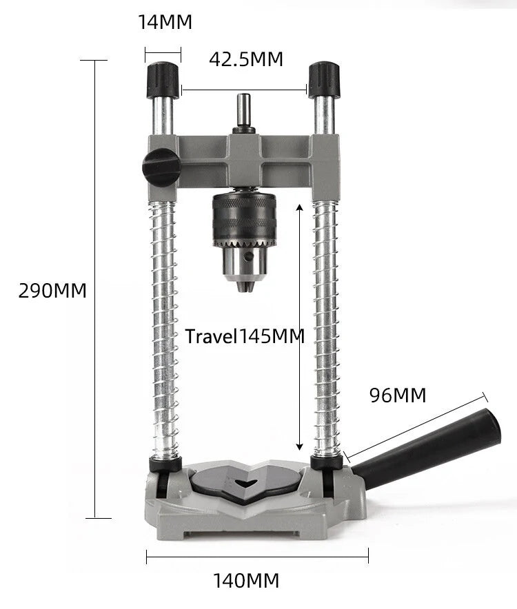 Multi-Angle Drill Stand with Mini Drill & Hammer Holder for Woodworking Enthusiasts