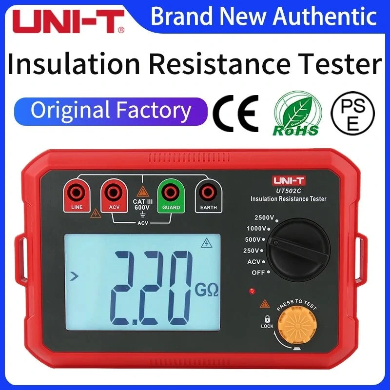 UNI-T UT502C 2500V Digital Insulation Resistance Tester with Backlight & Auto Range