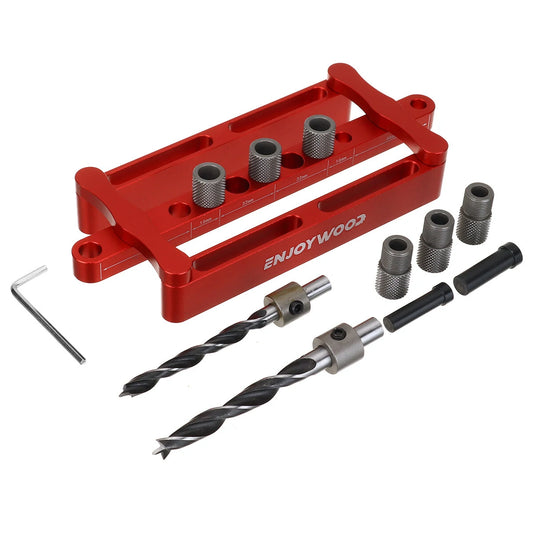 ENJOYWOOD X320 Self-Centering Dowelling Jig - Metric & Inch Dowel Punch Locator for Woodworking Drilling