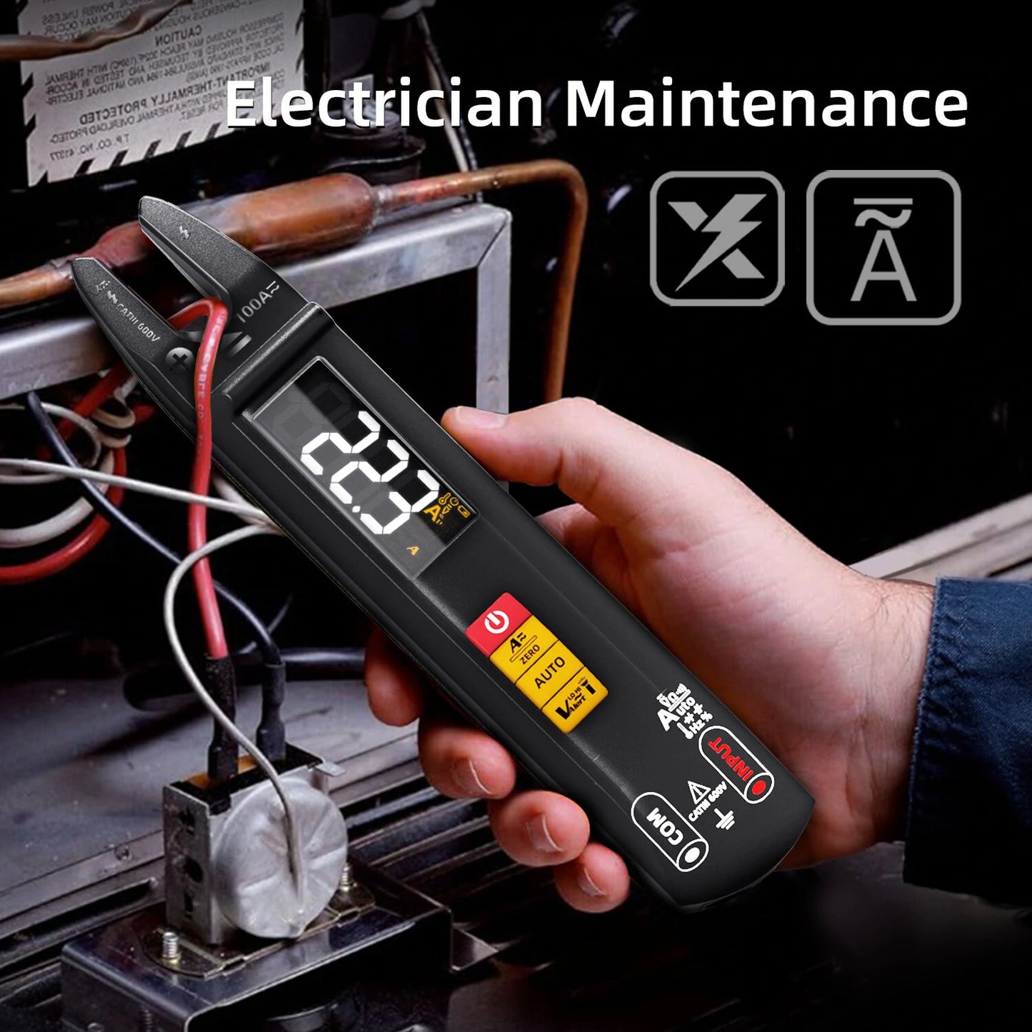 BSIDE U1 Intelligent Multimeter: LED Flashlight, AC/DC Recognition, Reliable Burn Protection, Capacitance Test, V~Alert Live Wire Check - Essential for Electrical Maintenance